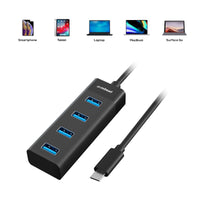mbeat USB-C to 4-Port 3.0 Hub - Black Kings Warehouse