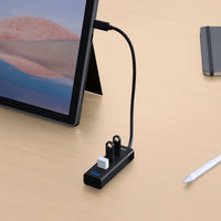 mbeat USB-C to 4-Port 3.0 Hub - Black Kings Warehouse