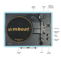 mbeat Woodstock II Sky Blue Retro Bluetooth (TX/RX) Turntable Kings Warehouse 