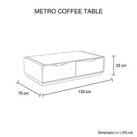 Metro Coffee Table Black Glass & White Painting Living Room Kings Warehouse