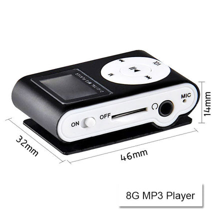 Mini Clip 16G MP3 Music Player With USB Cable & Earphone Black Kings Warehouse