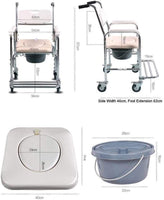 Mobile Shower Toilet Commode Chair Bathroom Aluminum Bedside Footrest Wheelchair Kings Warehouse