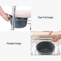 Mobile Shower Toilet Commode Chair Bathroom Aluminum Bedside Footrest Wheelchair Kings Warehouse