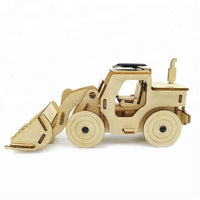 Model Bulldozer Tipper truck: Solar or battery powered plywood model-includes Motor or Solar powered options plus paint brush set KingsWarehouse