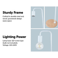 Modern Table lamp Desk Light Timber Base Bedside Bedroom White Kings Warehouse