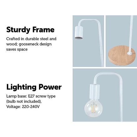 Modern Table lamp Desk Light Timber Base Bedside Bedroom White Kings Warehouse