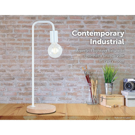 Modern Table lamp Desk Light Timber Base Bedside Bedroom White Kings Warehouse