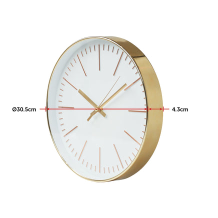Modern Wall Clock Silent Non-Ticking Quartz Battery Operated Gold Kings Warehouse