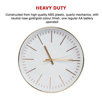 Modern Wall Clock Silent Non-Ticking Quartz Battery Operated Gold Kings Warehouse