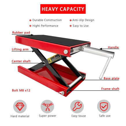 Motorcycle Bike ATV Wide Repair Deck Scissor Lift Jack Crank Hoist Stand 500kg Kings Warehouse