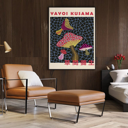 Mushroom By Yayoi Kusama Black Frame Canvas 70cmx100cm Kings Warehouse