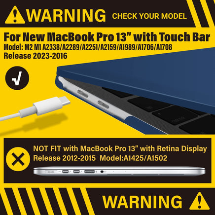 Navy Blue MacBook Pro 13 Inch Case 2016-2023 M1 M2 A2338 A2289 A2251 A2159 Hard Shell Case Keyboard Cover Kings Warehouse