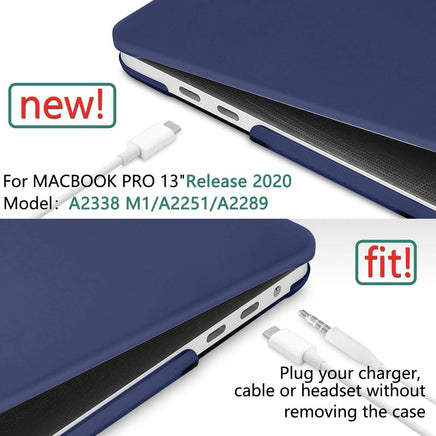 Navy Blue MacBook Pro 13 Inch Case 2016-2023 M1 M2 A2338 A2289 A2251 A2159 Hard Shell Case Keyboard Cover Kings Warehouse
