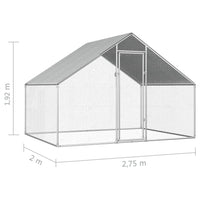 Outdoor Chicken Cage 2.75x2x1.92 m Galvanised Steel Coops & Hutches Kings Warehouse