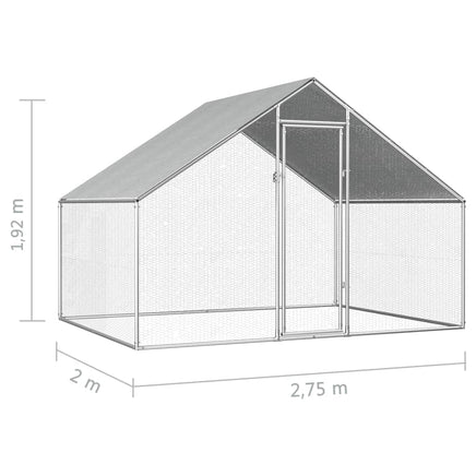 Outdoor Chicken Cage 2.75x2x1.92 m Galvanised Steel Coops & Hutches Kings Warehouse