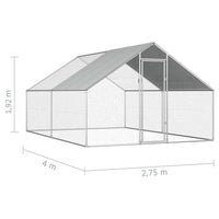 Outdoor Chicken Cage 2.75x4x1.92 m Galvanised Steel Kings Warehouse