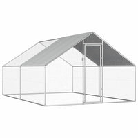 Outdoor Chicken Cage 2.75x4x1.92 m Galvanised Steel Kings Warehouse