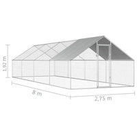 Outdoor Chicken Cage 2.75x8x1.92 m Galvanised Steel Kings Warehouse 