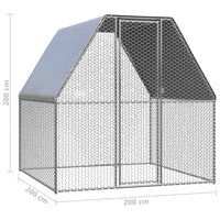 Outdoor Chicken Cage 2x2x2 m Galvanised Steel Coops & Hutches Supplies Kings Warehouse