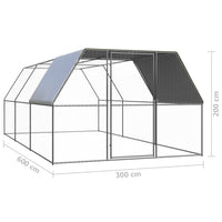 Outdoor Chicken Cage 3x6x2 m Galvanised Steel coops & hutches Kings Warehouse