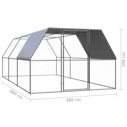 Outdoor Chicken Cage 3x6x2 m Galvanised Steel coops & hutches Kings Warehouse