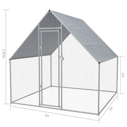 Outdoor Chicken Cage Galvanised Steel 2x2x1.92 m Kings Warehouse