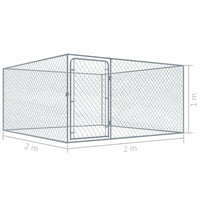 Outdoor Dog Kennel Galvanised Steel 2x2x1m Kings Warehouse