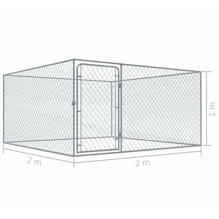 Outdoor Dog Kennel Galvanised Steel 2x2x1m Kings Warehouse