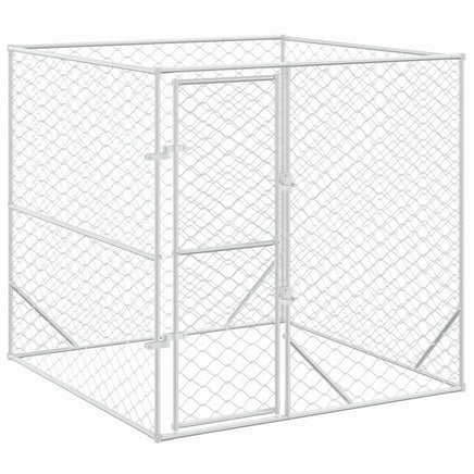 Outdoor Dog Kennel Silver 2x2x2 m Galvanised Steel Kings Warehouse