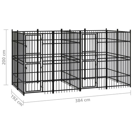 Outdoor Dog Kennel Steel 7.37 m² dog supplies Kings Warehouse