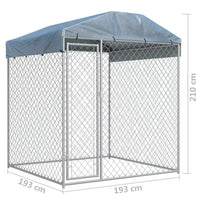 Outdoor Dog Kennel with Canopy Top 2x2x2.1 m Kings Warehouse