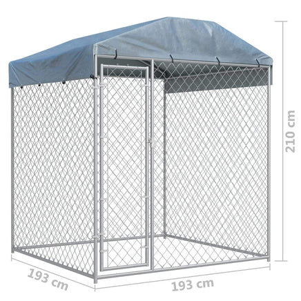 Outdoor Dog Kennel with Canopy Top 2x2x2.1 m Kings Warehouse