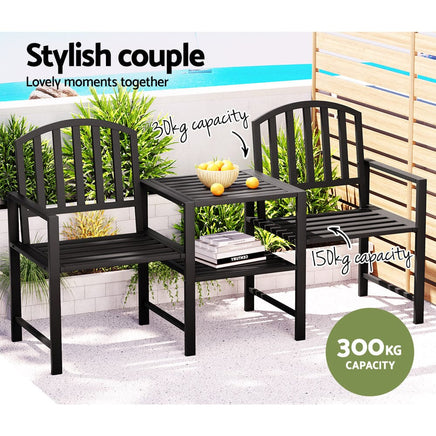 Outdoor Garden Bench Steel Table and chair Patio Furniture Loveseat Park Kings Warehouse