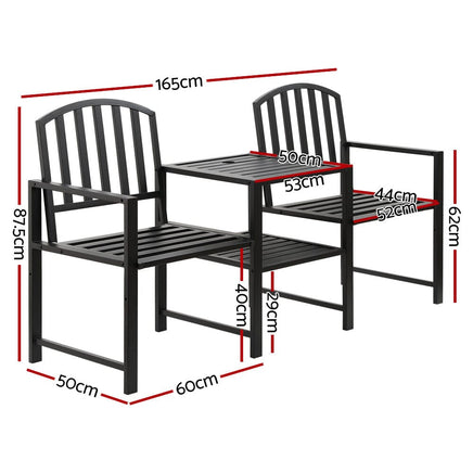 Outdoor Garden Bench Steel Table and chair Patio Furniture Loveseat Park Kings Warehouse
