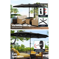 Outdoor Umbrella Beach Twin Base Stand Garden Sun Shade Black 4.57m Kings Warehouse