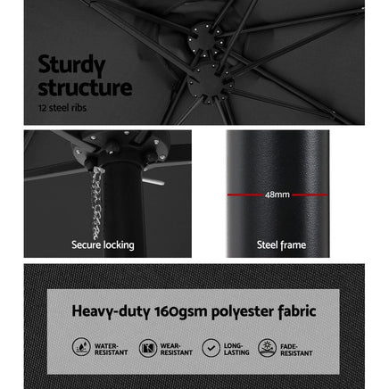 Outdoor Umbrella Beach Twin Base Stand Garden Sun Shade Black 4.57m Kings Warehouse