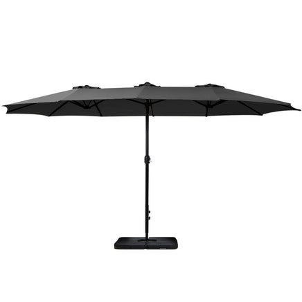 Outdoor Umbrella Beach Twin Base Stand Garden Sun Shade Black 4.57m Kings Warehouse