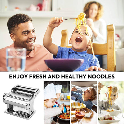 Pasta Maker Manual Steel Machine with 8 Adjustable Thickness Settings Appliances Supplies Kings Warehouse