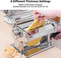 Pasta Maker Manual Steel Machine with 8 Adjustable Thickness Settings Appliances Supplies Kings Warehouse