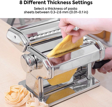 Pasta Maker Manual Steel Machine with 8 Adjustable Thickness Settings Appliances Supplies Kings Warehouse