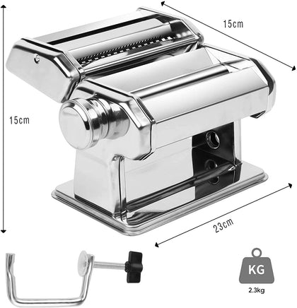 Pasta Maker Manual Steel Machine with 8 Adjustable Thickness Settings Appliances Supplies Kings Warehouse