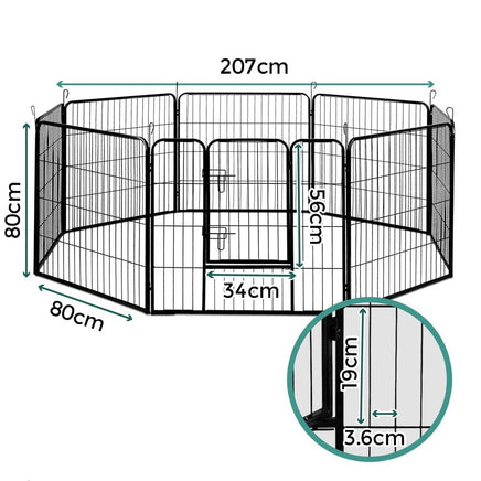 Pet Playpen Dog Playpen 8 Panel Exercise Cage Enclosure Fence 80x80cm dog supplies Kings Warehouse