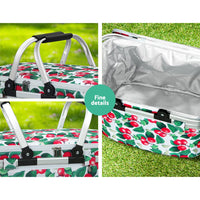 Picnic Bag Basket Hamper Camping Hiking Insulated Lunch Cooler Folding Kings Warehouse