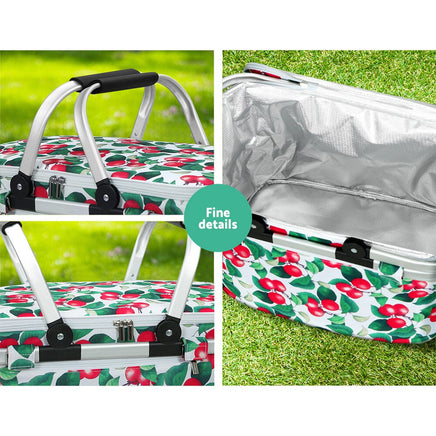 Picnic Bag Basket Hamper Camping Hiking Insulated Lunch Cooler Folding Kings Warehouse