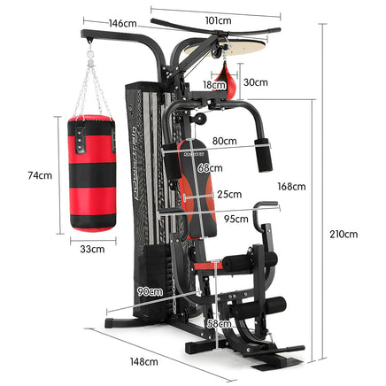 Powertrain Home Gym Multi Station with Boxing Punching Bag Speed Ball Kings Warehouse