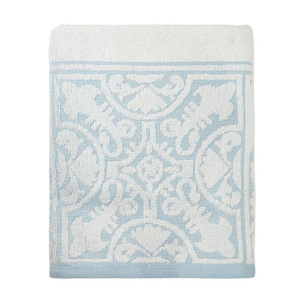 Premium Cotton Towel Jacquard White Blue Design Kings Warehouse