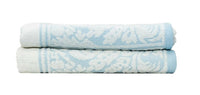 Premium Cotton Towel Jacquard White Blue Design Kings Warehouse