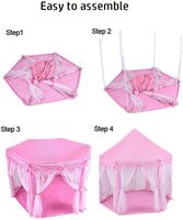 Princess Indoor Playhouse Toy Play Tent for Kids Toddlers with Mat Floor and Carry Bag (Pink) Kings Warehouse