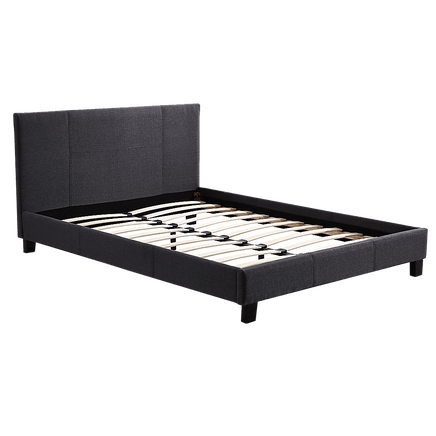 Queen Linen Fabric Bed Frame Grey Kings Warehouse