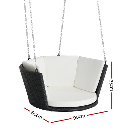 Rattan Porch Swing Chair With Chain Cushion Outdoor Furniture Black Kings Warehouse